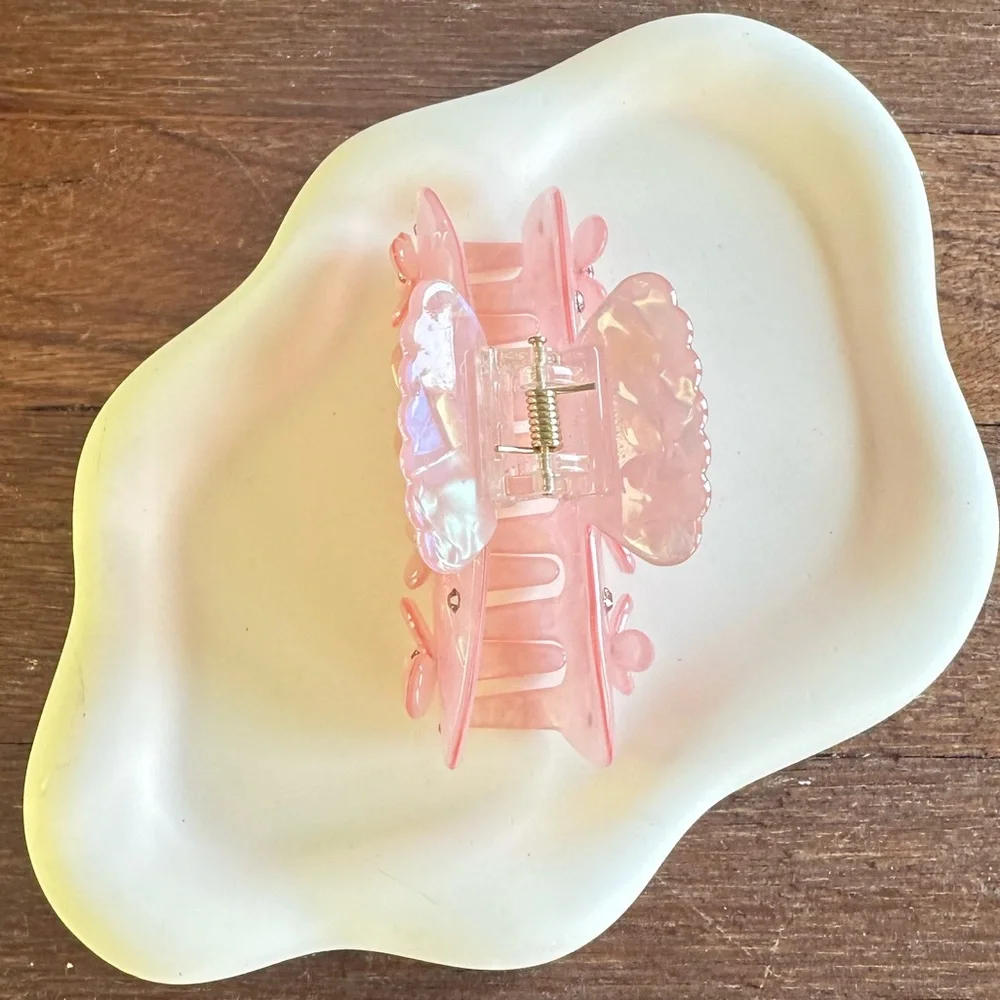 Pink Acrylic Hair Claw Clip Rhinestone Small Hair Clip Cute Claw Clip 3”